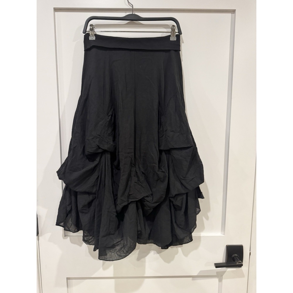 Derek Heart Bubble Skirt Womens Black Medium Cotton Gauze Lagenlook Artsy Boho